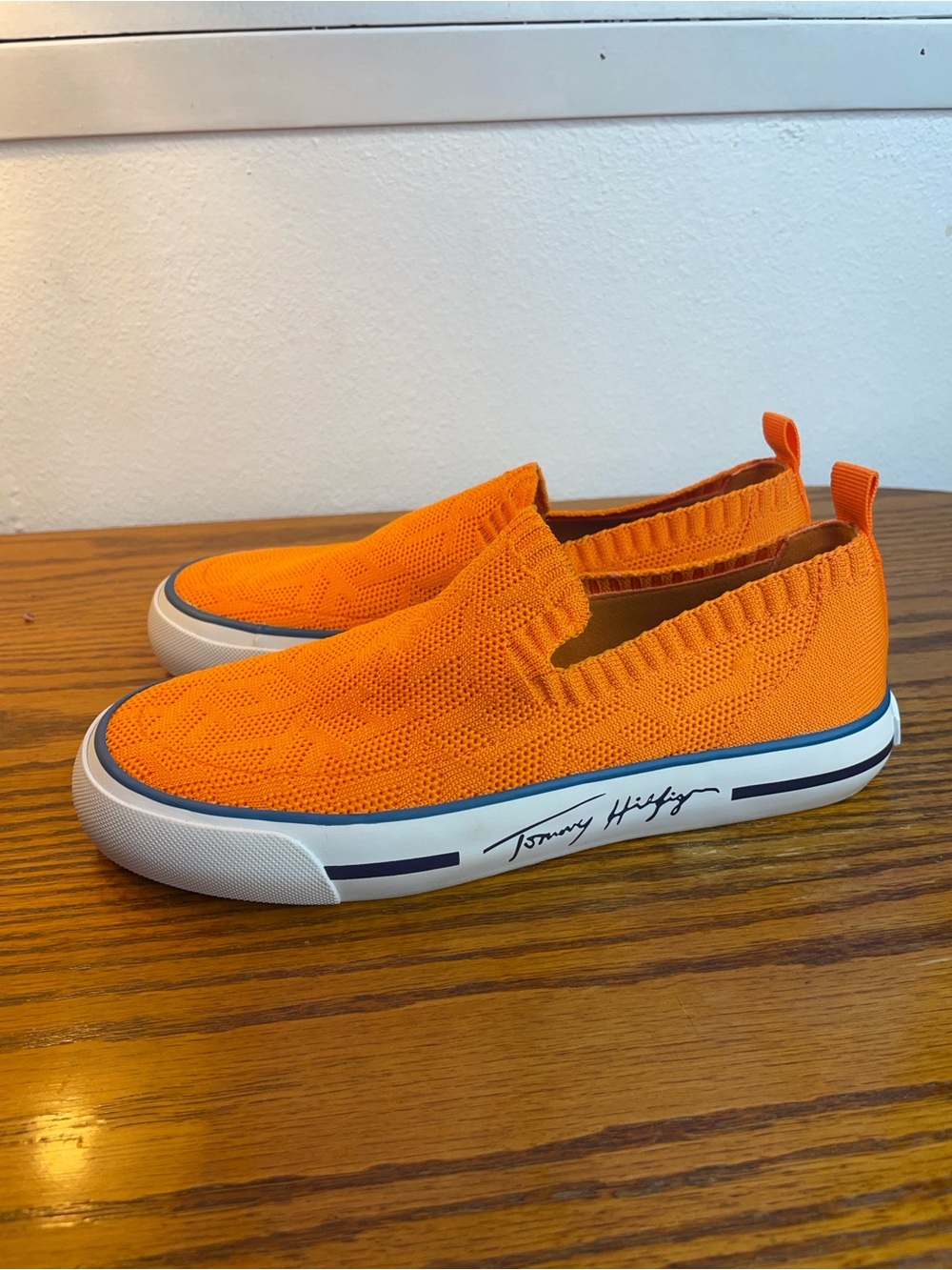Tommy Hilfiger Girley Lifestyle Low Top Slip On Bright Orange Knit Sneakers